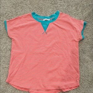 Staccato Coral and Teal Striped Kids Tee